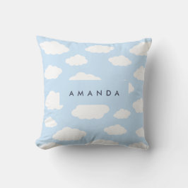 Custom Monogram Niedlich Girly Blue Cloud Geschenk Kissen