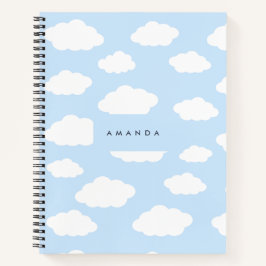 Custom Monogram Niedlich Girly Blue Cloud Geschenk Notizbuch