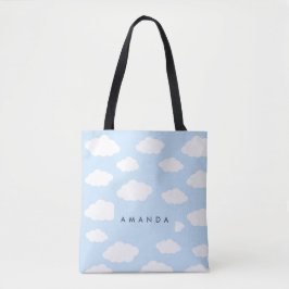 Custom Monogram Niedlich Girly Blue Cloud Geschenk Tasche