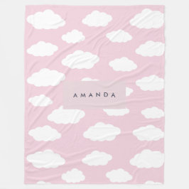 Custom Monogram Niedlich Girly Pink Cloud Geschenk Fleecedecke