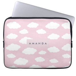 Custom Monogram Niedlich Girly Pink Cloud Geschenk Laptopschutzhülle