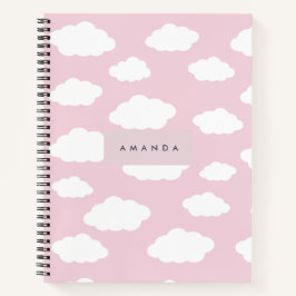 Custom Monogram Niedlich Girly Pink Cloud Geschenk Notizbuch