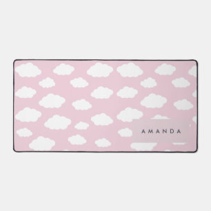 Custom Monogram Niedlich Girly Pink Cloud Geschenk Schreibtischunterlage