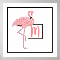 Custom Monogram Niedlich Pink Flamingo Wassercolor