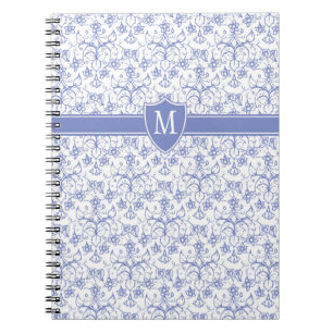 Custom Monogram on Stylish Blue Periwinkle Pattern Notizblock