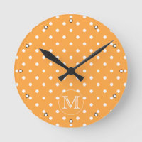 Custom Monogram. Orange and White Polka Dot.