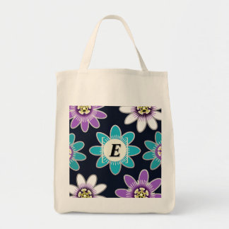 Custom Monogram Passion Blume Floral Lebensmittelt Tragetasche