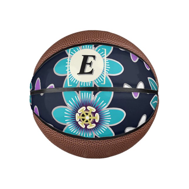 Custom Monogram Passion Blume Mini Basketball (Vorderseite)