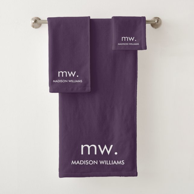 Custom Monogram Pastel Elegant Stilvoll modern Badhandtuch Set (Insitu)