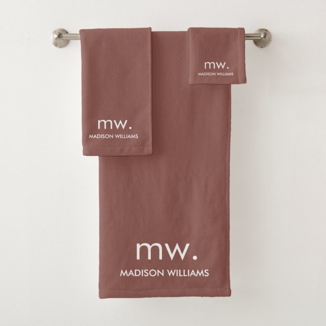 Custom Monogram Pastel Elegant Stilvoll modern Badhandtuch Set (Insitu)