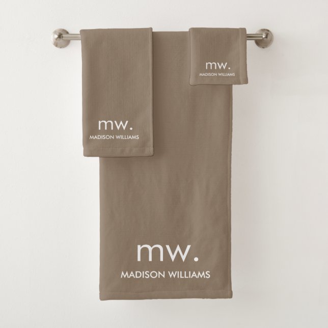 Custom Monogram Pastel Elegant Stilvoll modern Badhandtuch Set (Insitu)