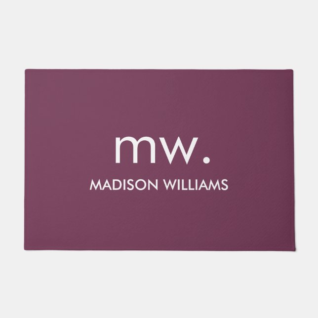 Custom Monogram Pastel Elegant Stilvoll modern Fußmatte (Vorderseite)