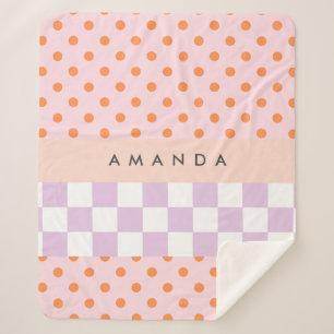 Custom Monogram Pastel Polka Dot Lilac Karo Gesche Sherpadecke