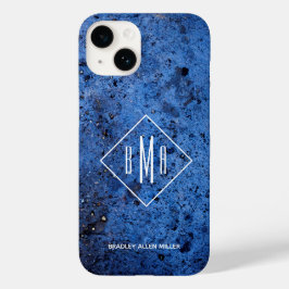 Custom Monogram Personalisiert Blue Case-Mate iPhone 14 Hülle