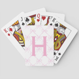 Custom Monogram Pink Bow, Coquette Playing Cards Spielkarten