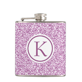 Custom Monogram Pink Sparkask Flachmann