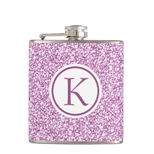Custom Monogram Pink Sparkask Flachmann (Vorderseite)