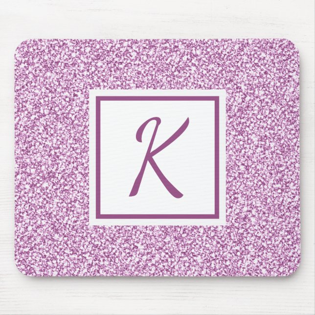 Custom Monogram Pink Sparkle Mousepad (Vorne)
