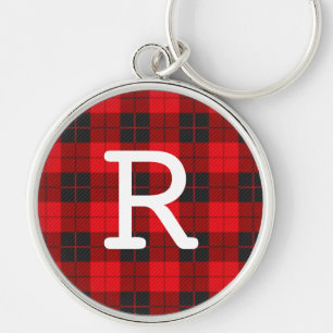 Custom Monogram Red Buffalo Kariert Flannel Schlüsselanhänger