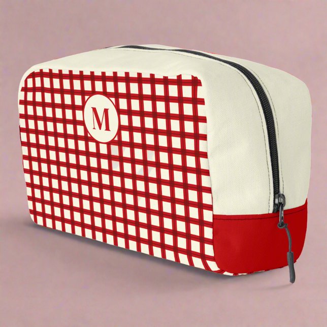 Custom Monogram Red Gingham Classic Waschbeutel (Von Creator hochgeladen)