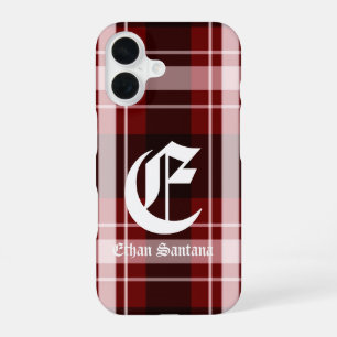 Custom Monogram Red Kariert iPhone 16 Hülle
