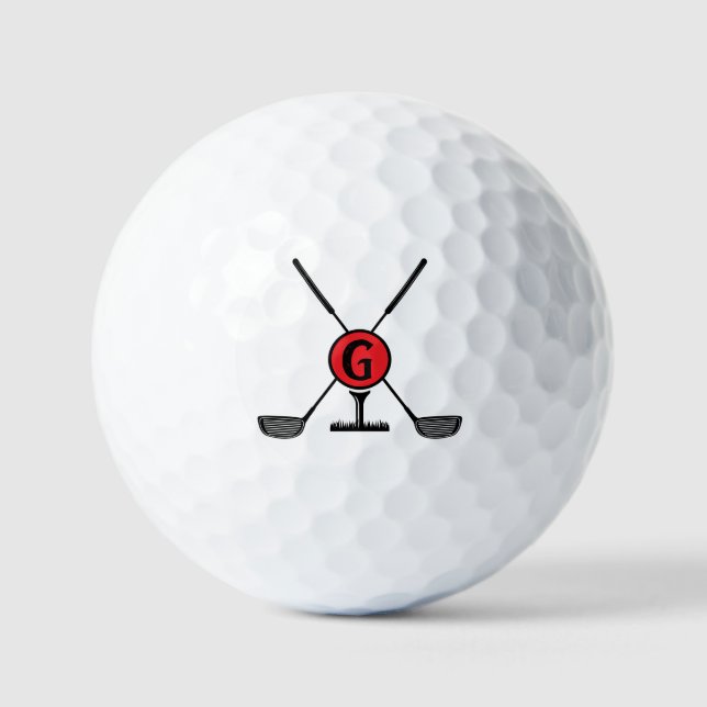 Custom Monogram Red modern Golfball (Vorderseite)