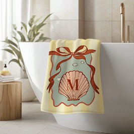 Custom Monogram Retro Coastell Seashell Badehandtuch