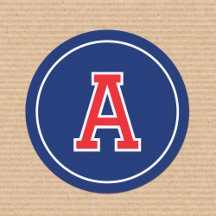 Custom Monogram Retro Typografy Navy Blue Red