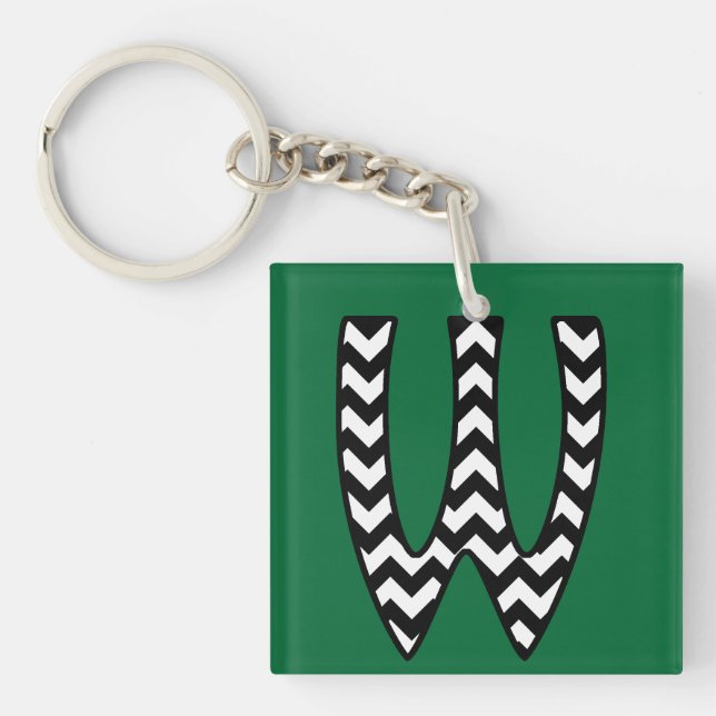 Custom Monogram Schlüsselanhänger: W: Black, White Schlüsselanhänger (Vorderseite)