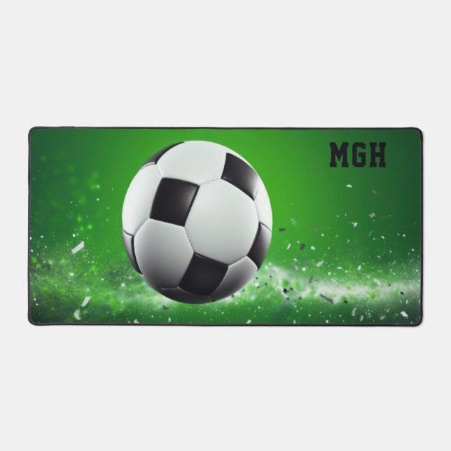 Custom Monogram Soccer Ball Schreibtischunterlage (Vorderseite)