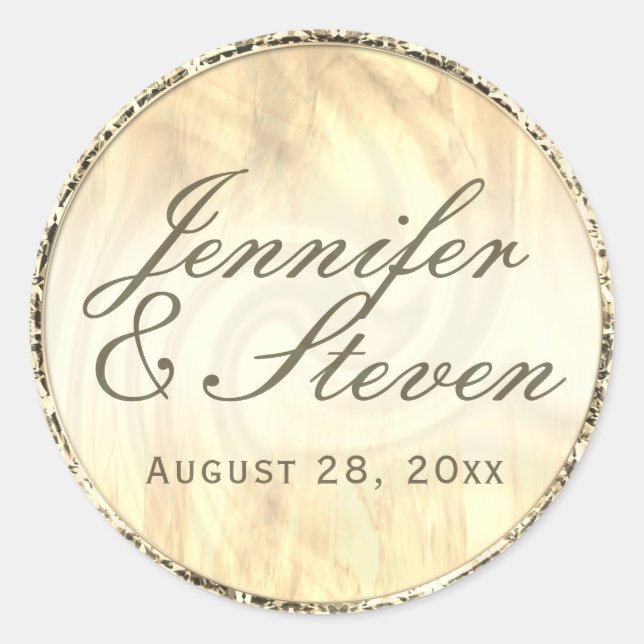Custom Monogram Soft Gold Siegel Runder Aufkleber (Vorderseite)