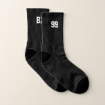 Custom monogram sport socks with jersey number socken<br><div class="desc">Custom monogram sport socks with jersey number. Black socks gift idea for dad, husband or boyfriend. Komfortable sport socks for men and women in small or large sizes. Modern all over printed socks with monogrammed letters Cool Birthday or Christmas Holiday present for friends, family, paare, dad, father, grandpa, stepdad, son,...</div>