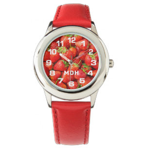 Custom Monogram Strawberries Watch Armbanduhr
