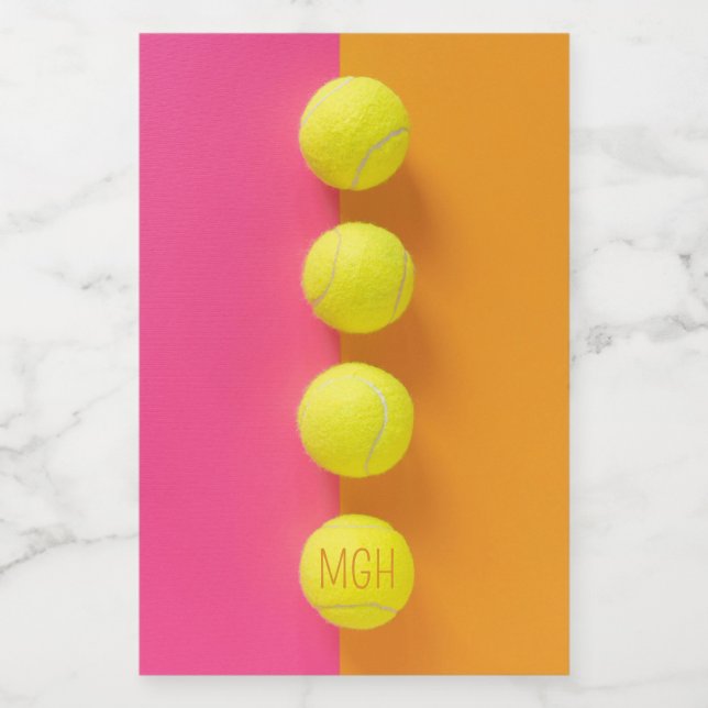 Custom Monogram Tennis Balls Lebensmitteletikett (Einzelnes Label)