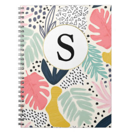 Custom Monogram Tropical Pattern Notebook Notizblock