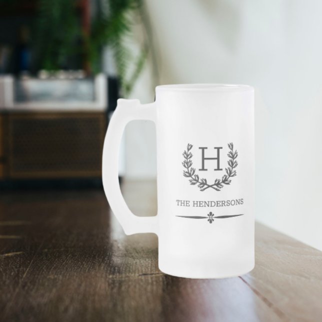 Custom Monogram und Name Laurel Mattglas Bierglas (Von Creator hochgeladen)
