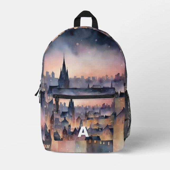 Custom Monogram Urban Twilight Backpack Bedruckter Rucksack (Vorderseite)