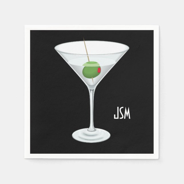 Custom Monogram Vodka Gin Martini Cocktail Drink Serviette (Vorderseite)