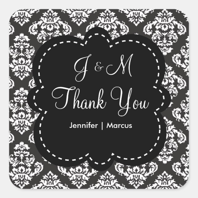 Custom Monogram Wedding Square Sticker (Vorderseite)