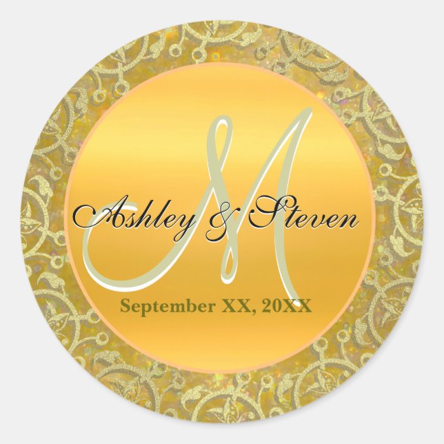 Custom Monogram Wedding Stickers (Vorderseite)