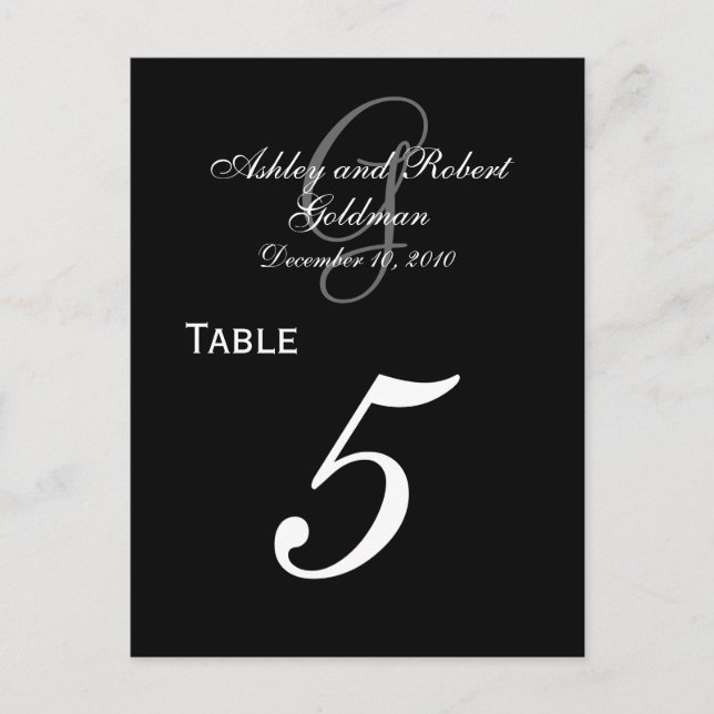 Custom Monogram Wedding Tischnummer Cards 2 (Vorderseite)