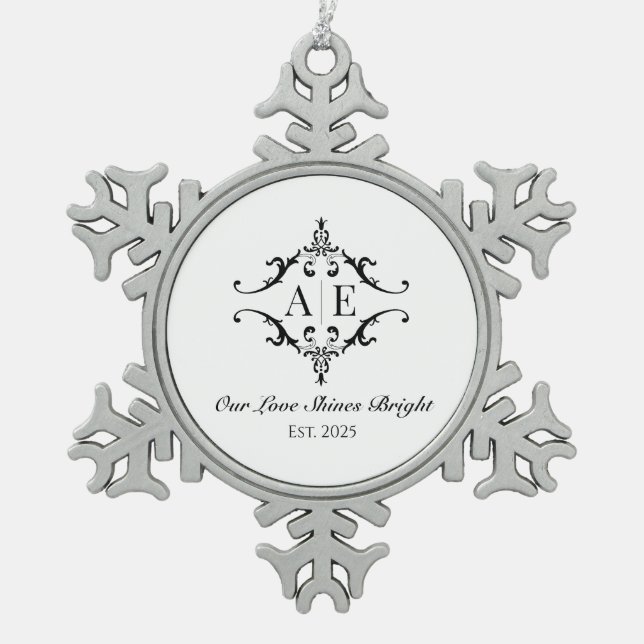 Custom Monogram Weihnachtsgeschenk Ornament (Vorderseite)