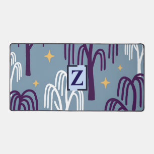 Custom Monogram Willow Tree Blue Desk Mat Schreibtischunterlage
