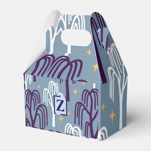Custom Monogram Willow Tree Blue Gevor Boxes Geschenkschachtel (Vorderseite)
