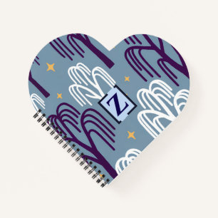 Custom Monogram Willow Tree Blue Heart Notebook Notizbuch