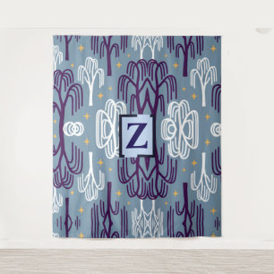 Custom Monogram Willow Tree Blue Wall Tapestes Wandteppich