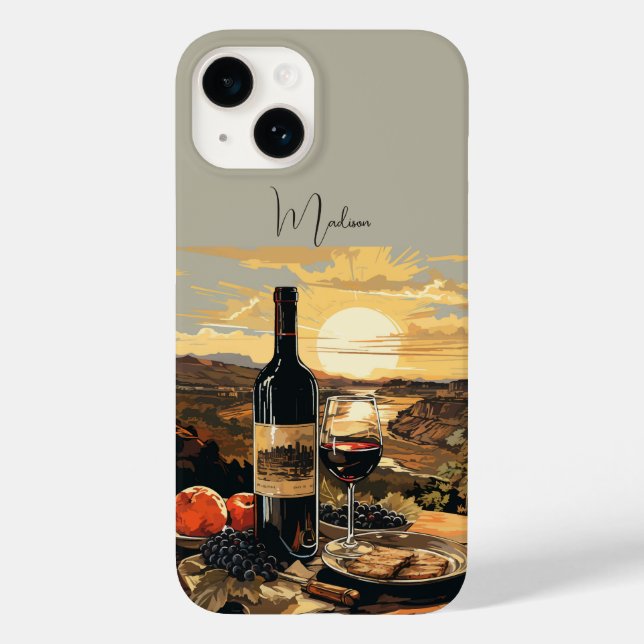 Custom Monogram Wine Lover Case-Mate iPhone 14 Hülle (Rückseite)