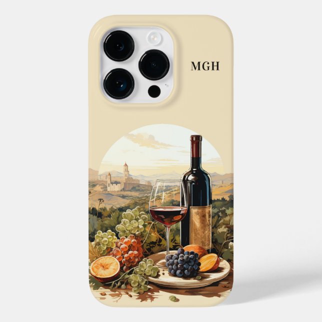 Custom Monogram Wine Lover Case-Mate iPhone 14 Pro Hülle (Rückseite)