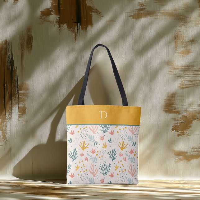Custom Monogram with Colorful Botanic Pattern Tasche (Von Creator hochgeladen)