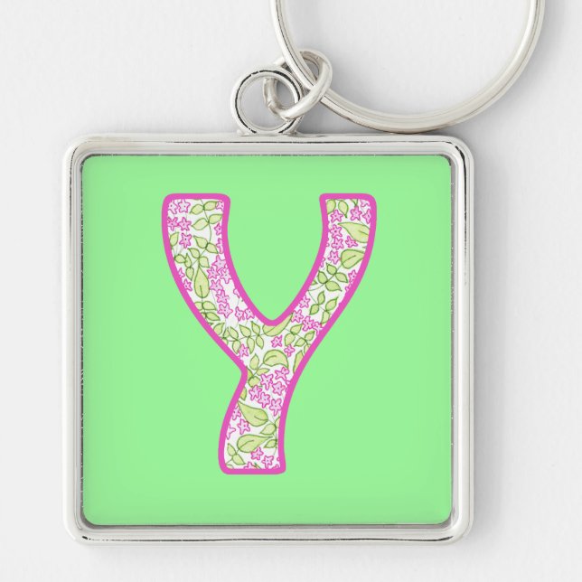 Custom Monogram Y Schlüsselanhänger, Ditsy Floral  Schlüsselanhänger (Vorne)